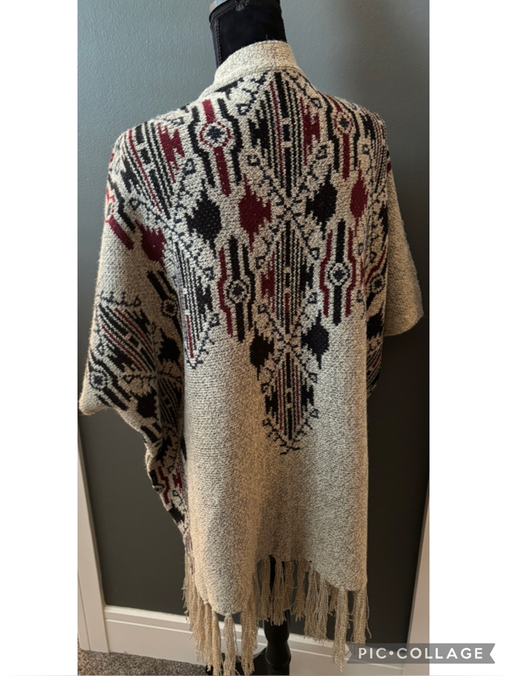 Argyle Knit Ruana - Picture 2 of 5